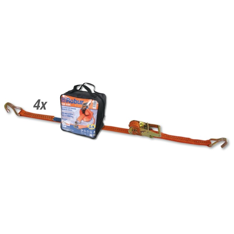 ROBUR 8181 6/B4 Borse set 4 cricchetti 8181 6m nastro in poliestere ad alta tenacità gancio uncino