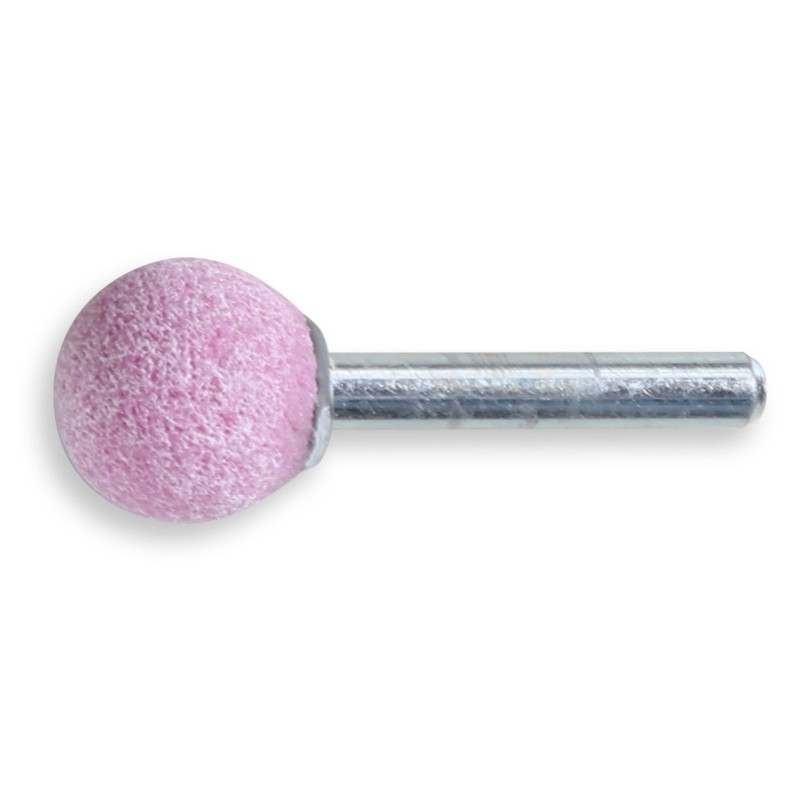 BETA 11131 Mole abrasive con gambo, granuli abrasivi di corindone rosa con legante ceramico, forma sferica