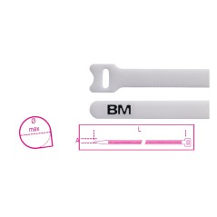 BM 1748-BV Fascette in velcro riapribili a strappo, colore bianco