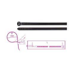 BM 1748-NL Fascette in nylon con dente in acciaio, colore nero, UV resistant