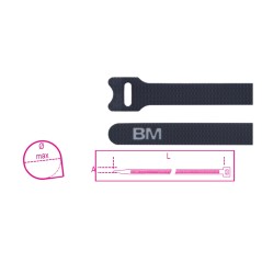 BM 1748-NV Fascette in velcro riapribili a strappo, colore nero
