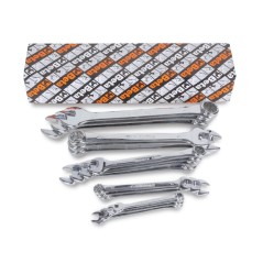 BETA 42MP/S21 Serie di chiavi combinate a forchetta e poligonale piegata cromate lucide