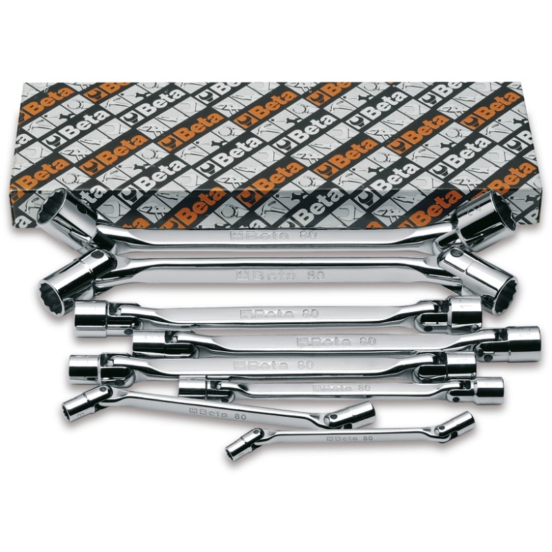 BETA 80/S8 Serie di 8 chiavi a bussola poligonale snodate doppie (art. 80)