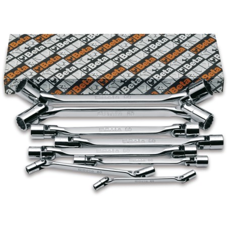 BETA 80/S8 Serie di 8 chiavi a bussola poligonale snodate doppie (art. 80)