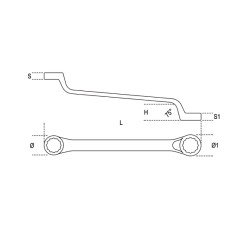 BETA 90AS Chiavi poligonali doppie curve profonde cromate, misure in pollici