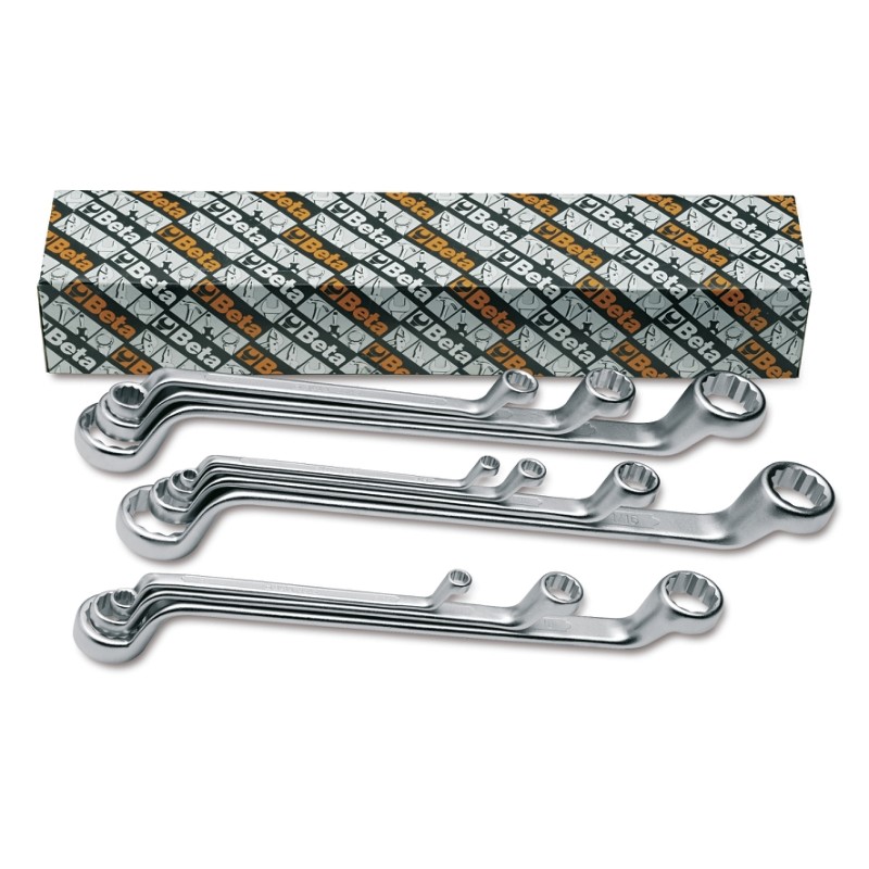 BETA 90AS/10 Serie di 10 chiavi poligonali doppie curve (art. 90AS), misure in pollici