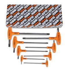 BETA 96T/AS8 Serie di 8 chiavi maschio esagonale piegate con impugnatura di manovra (art. 96T/AS), misure in pollici