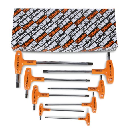 BETA 96T/AS8 Serie di 8 chiavi maschio esagonale piegate con impugnatura di manovra (art. 96T/AS), misure in pollici