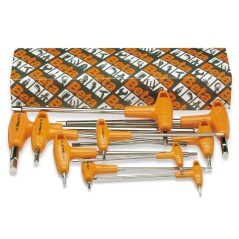 BETA 96T/AS8 Serie di 8 chiavi maschio esagonale piegate con impugnatura di manovra (art. 96T/AS), misure in pollici