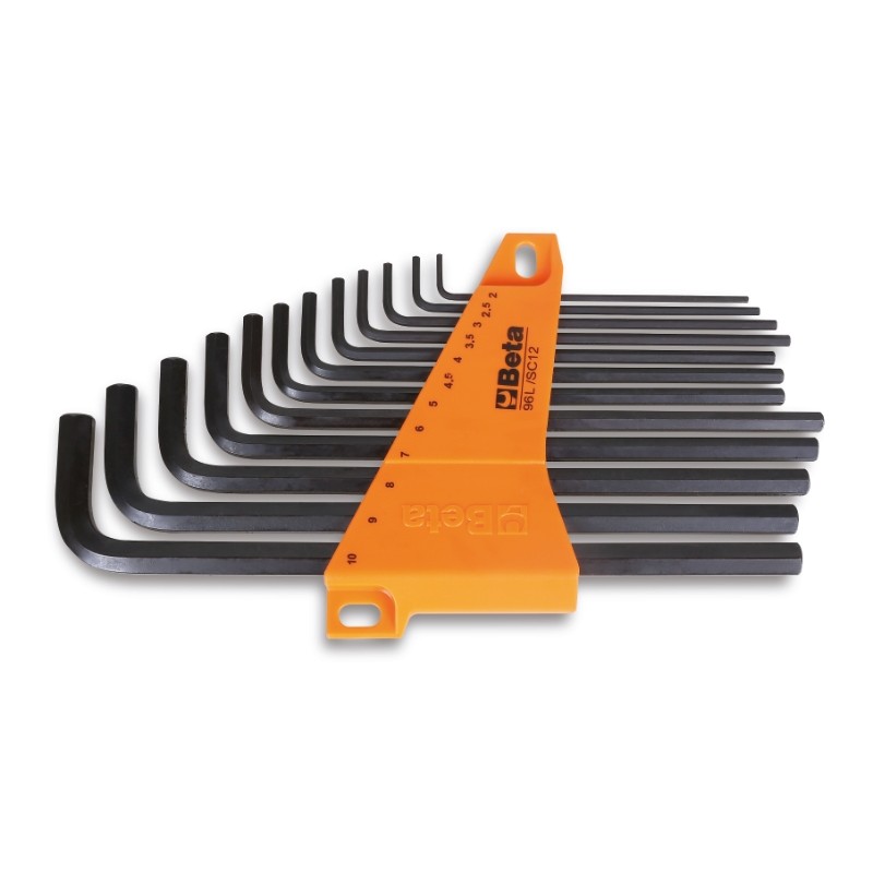 BETA 96L/SC12 Serie di 12 chiavi maschio esagonale piegate tipo lungo (art. 96L) con supporto