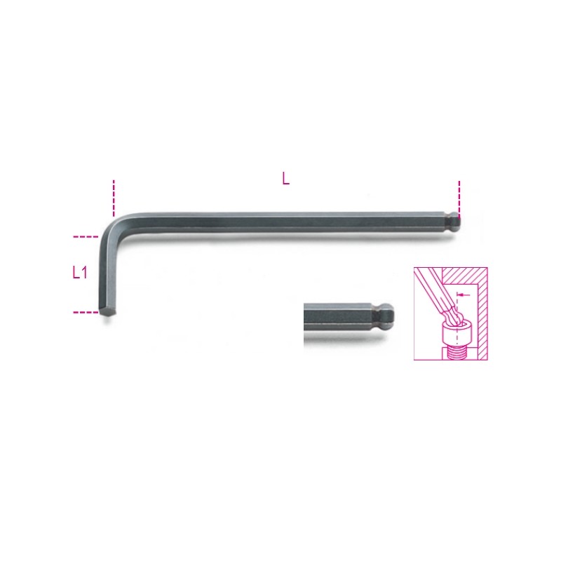 BETA 96BP Chiavi maschio esagonale piegate con estremità sferica, brunite