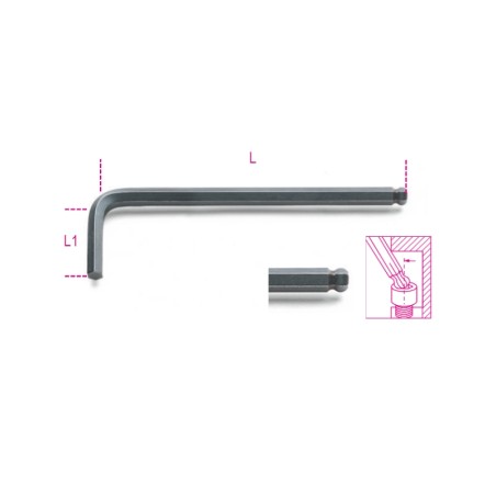 BETA 96BP Chiavi maschio esagonale piegate con estremità sferica, brunite