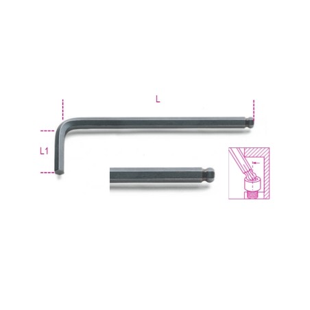 BETA 96BP-AS Chiavi maschio esagonale piegate con estremità sferica, brunite, misure in pollici