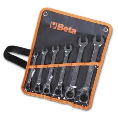 BETA 142/B6 Serie di 6 chiavi combinate a cricchetto reversibile (art. 142) in busta