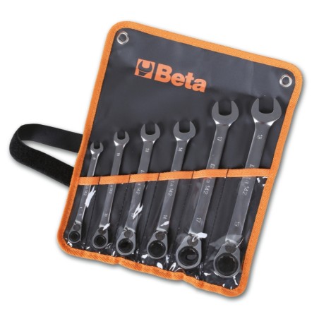 BETA 142/B6 Serie di 6 chiavi combinate a cricchetto reversibile (art. 142) in busta