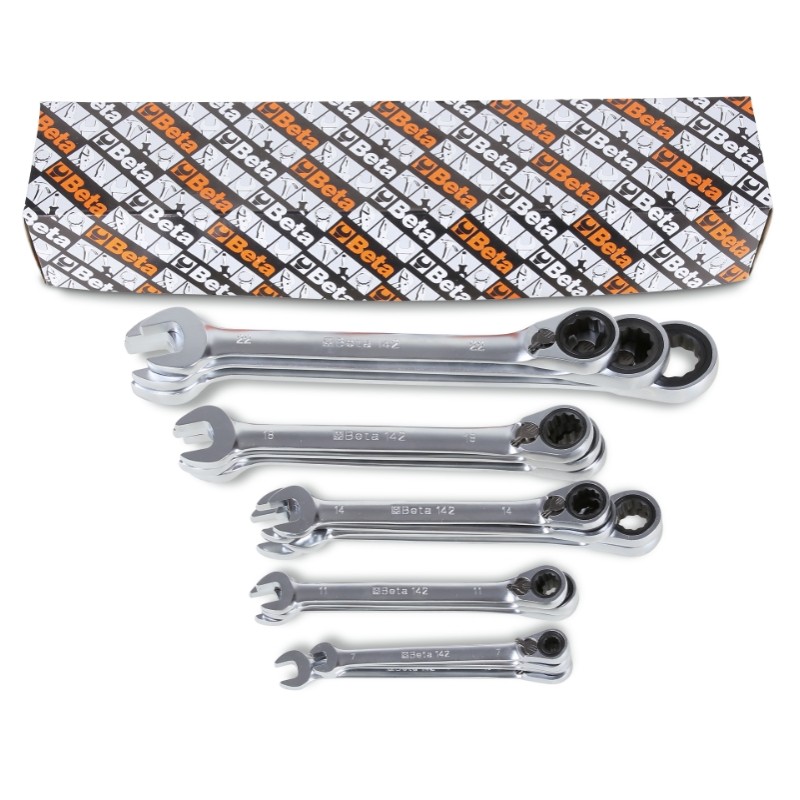 BETA 142/S17 Serie di 17 chiavi combinate a cricchetto reversibile (art. 142)