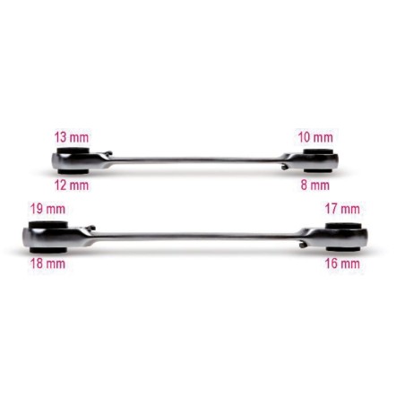 BETA 192 Chiavi poligonali doppie diritte a cricchetto reversibile cromate