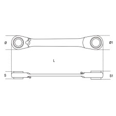 BETA 195AS Chiavi poligonali doppie diritte a cricchetto cromate, misure in pollici
