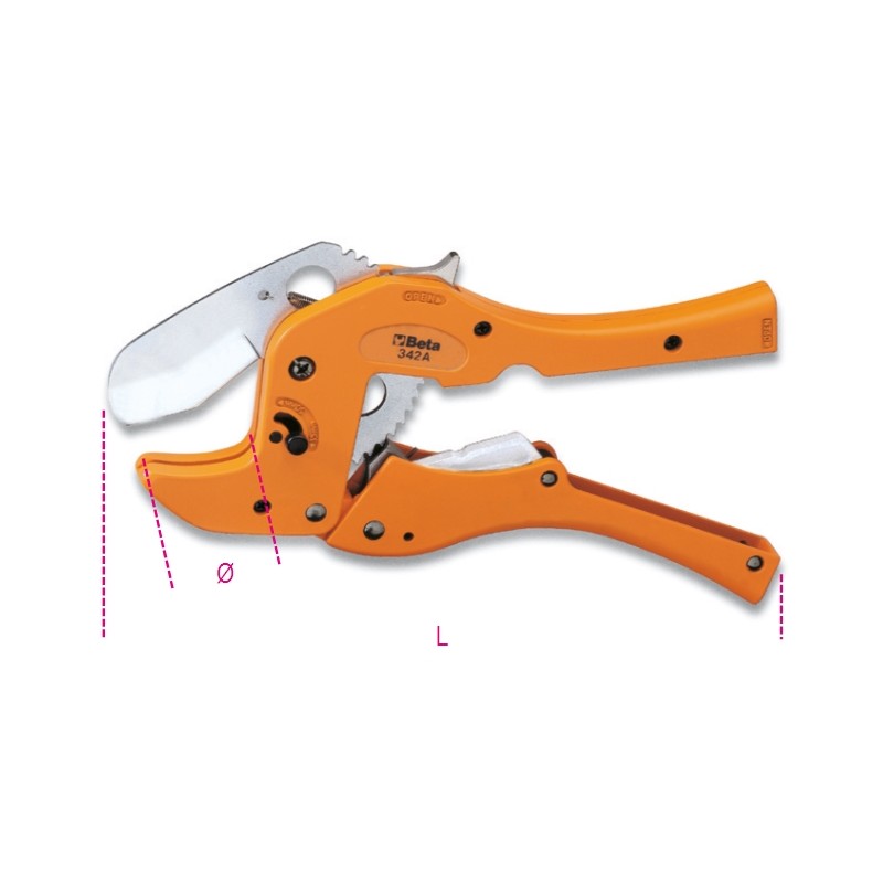 BETA 342A Cesoia a cricchetto per tubi in materiale plastico