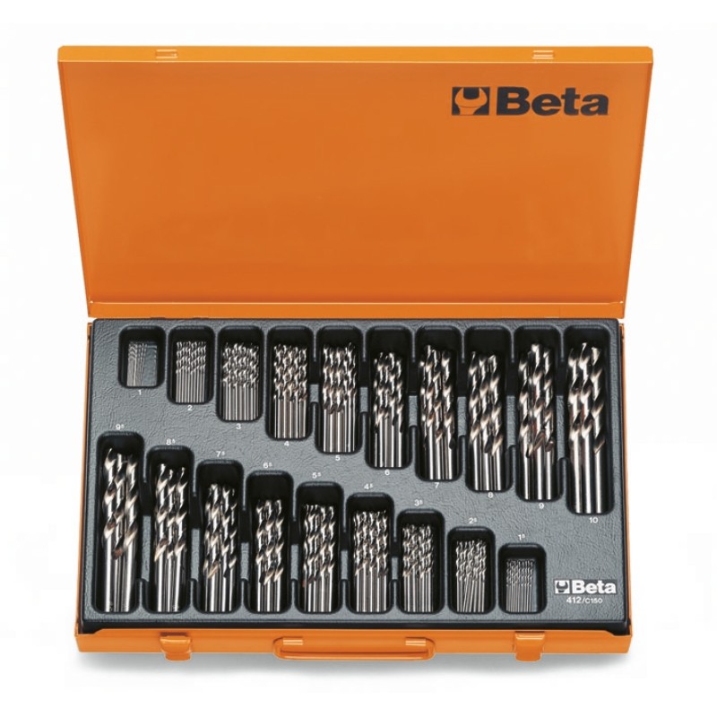 BETA 412/C150 Serie di punte elicoidali cilindriche (art. 412) in cassetta
