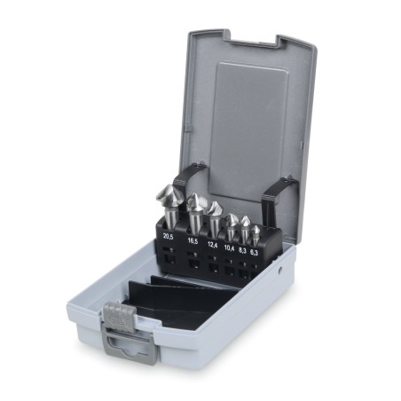 BETA 426A/SP6 Serie di 6 frese a svasare in hss con 3 taglienti a spirale con geometria asimmetrica