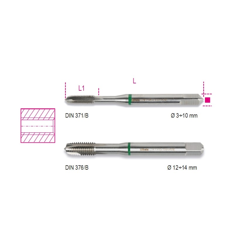 BETA 429FP Maschi a macchina per fori passanti passo grosso in acciaio HSS-CO 5%