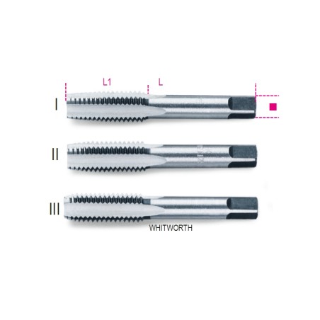 BETA 430ASW Serie di 3 maschi a mano sgrossatore, intermedio, finitore Whitworth in acciaio al cromo