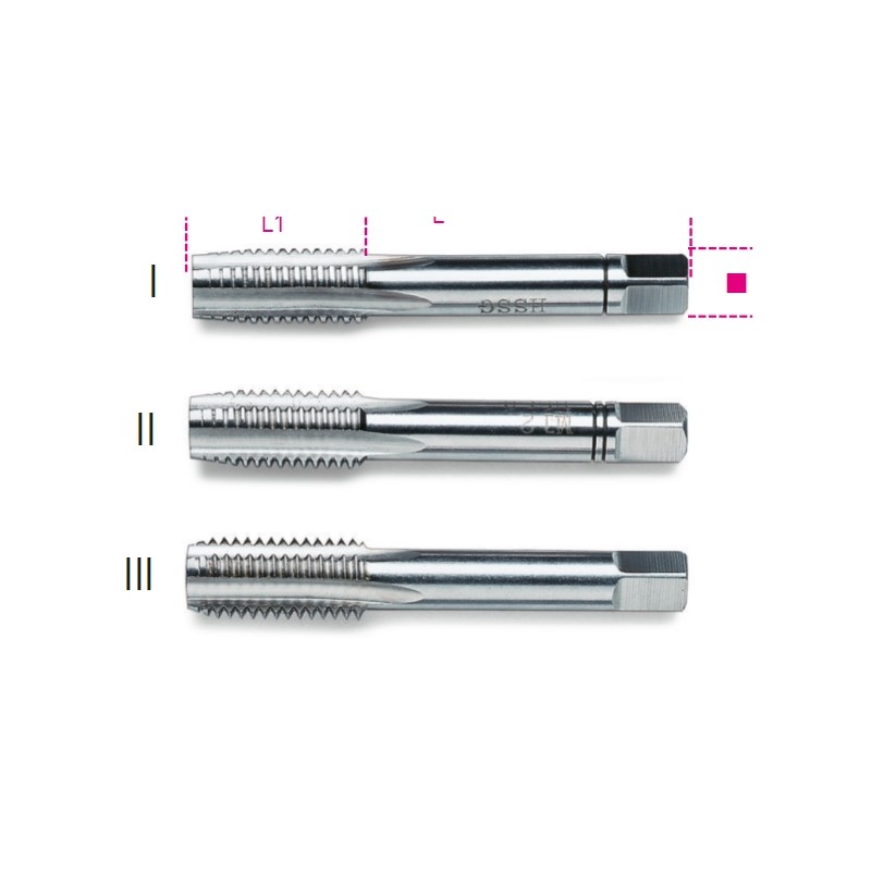 BETA 431 Serie di 3 maschi a mano sgrossatore, intermedio, finitore passo grosso in acciaio HSS