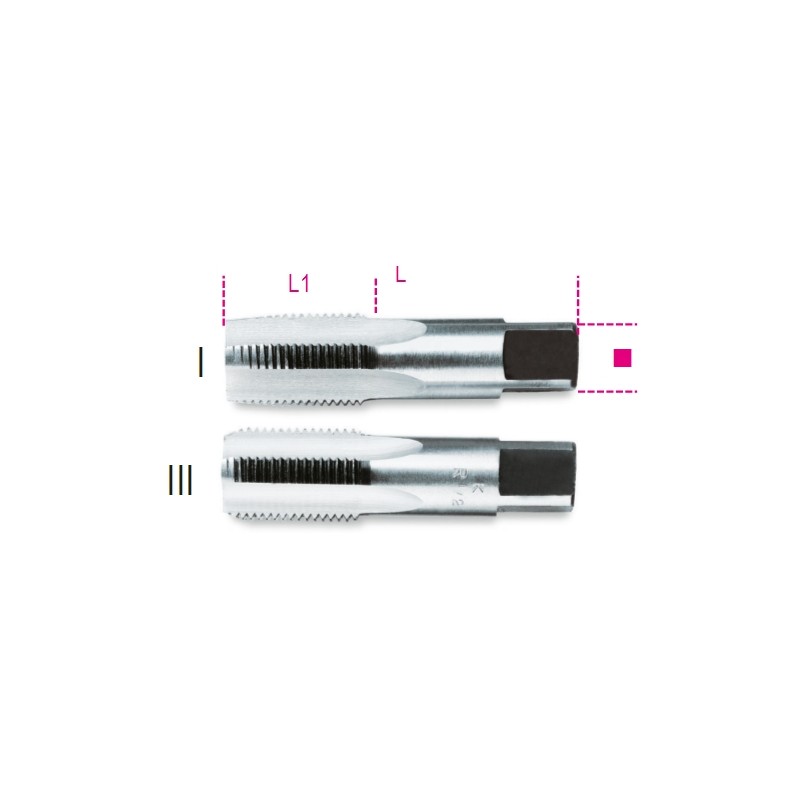 BETA 433ASG Serie di 2 maschi a mano filettatura GAS cilindrica in acciaio al cromo
