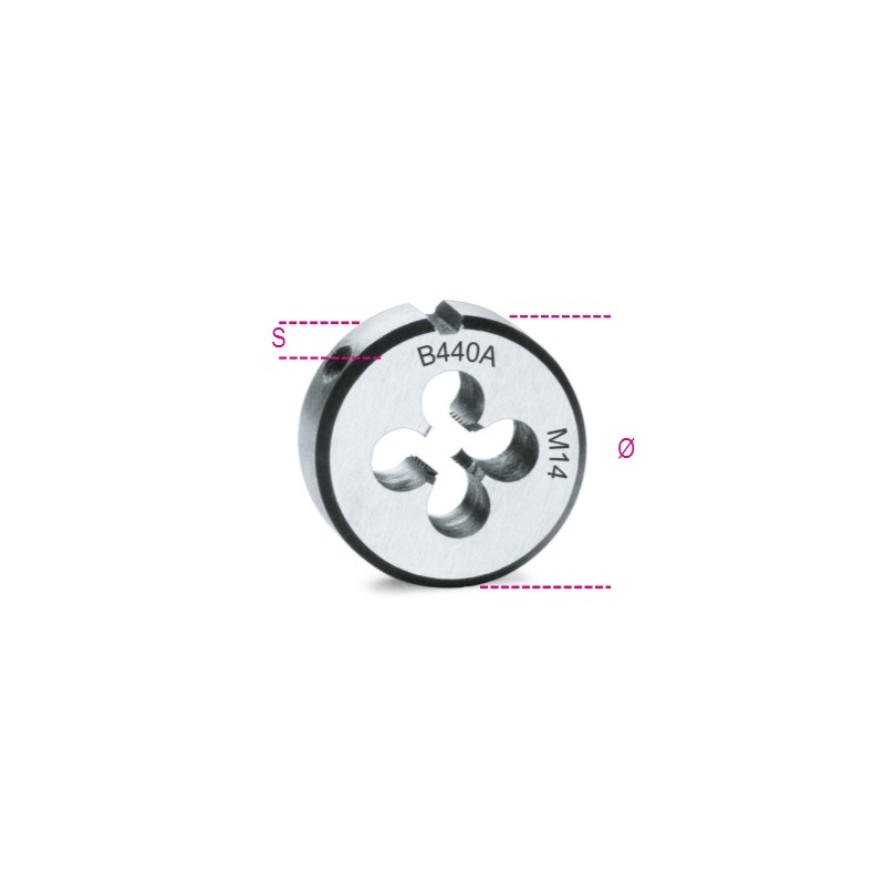 BETA 440A Filiere tonde, passo grosso filettatura metrica in acciaio al cromo