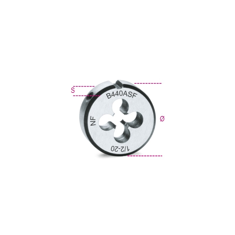 BETA 440ASF Filiere tonde, UNF passo fine in acciaio al cromo