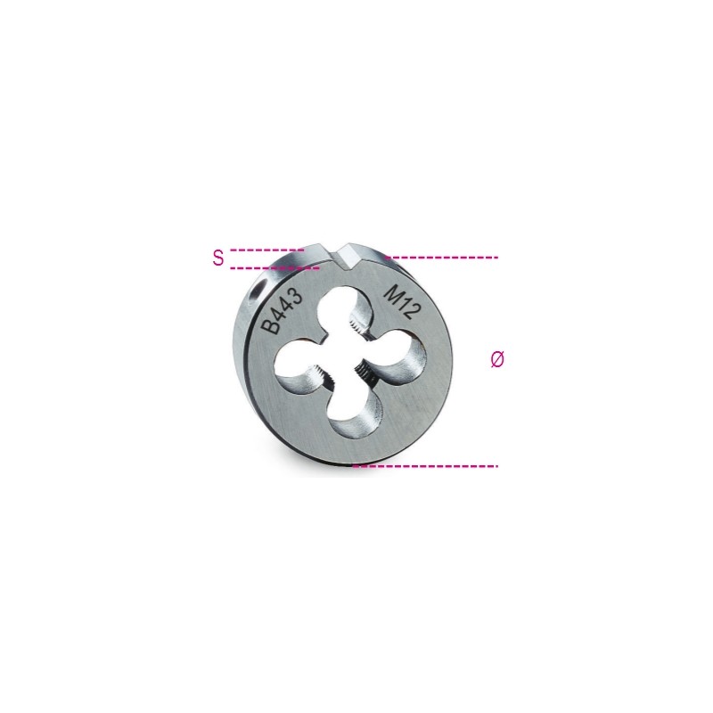 BETA 443 Filiere tonde filettatura metrica passo fine in acciaio HSS