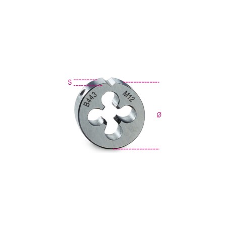 BETA 443 Filiere tonde filettatura metrica passo fine in acciaio HSS