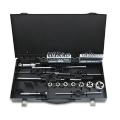 BETA 447/C37 Assortimento di maschi e filiere con accessori in acciaio HSS filettatura metrica in cassetta metallica