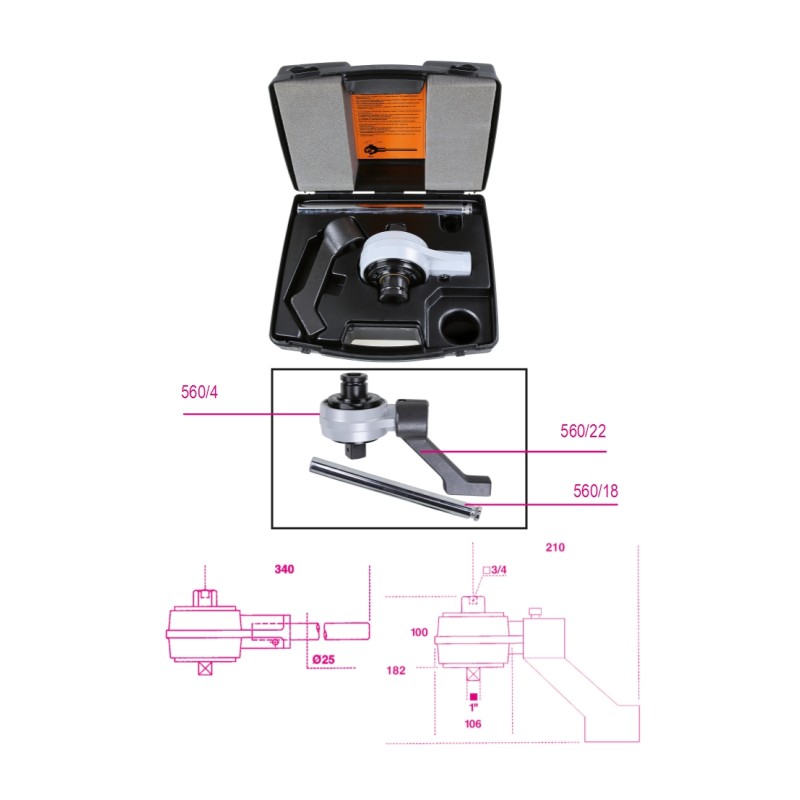 BETA 560/C4PLUS Moltiplicatore di coppia destrorso/sinistrorso e accessori rapporto 5:1 con piede di reazione per uso intensivo