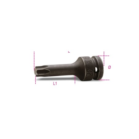 BETA 720TX Chiavi a bussola maschio per viti con impronta Torx® con attacco quadro femmina 1/2" fosfatate
