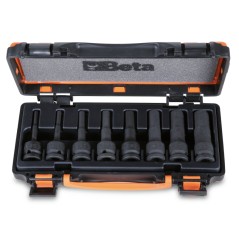 BETA 720ME/C8 Serie di chiavi a bussola maschio esagonale con quadro femmina 1/2" fosfatate, in cassetta di lamiera