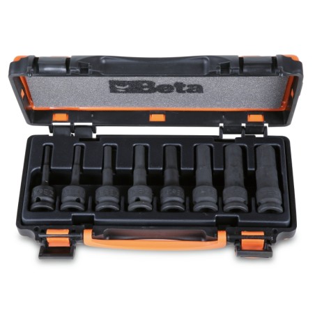 BETA 720ME/C8 Serie di chiavi a bussola maschio esagonale con quadro femmina 1/2" fosfatate, in cassetta di lamiera