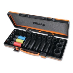 BETA 720/C24
 Serie di 24 chiavi a bussola Macchina con attacco quadro femmina 1/2" fosfatate, in cassetta di lamiera