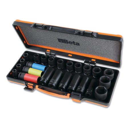 BETA 720/C24
 Serie di 24 chiavi a bussola Macchina con attacco quadro femmina 1/2" fosfatate, in cassetta di lamiera