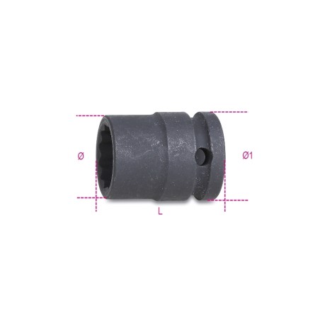 BETA 720B Chiavi a bussola con attacco quadro femmina 1/2" bocca poligonale serie normale, fosfatate