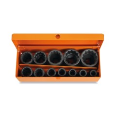 BETA 720B/C12 Serie di 12 chiavi a bussola Macchina con bocca poligonale in cassetta di lamiera