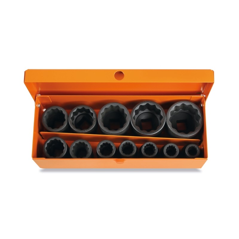 BETA 720B/C12 Serie di 12 chiavi a bussola Macchina con bocca poligonale in cassetta di lamiera