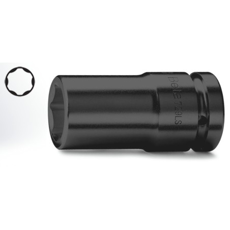 BETA 729LS Chiavi a bussola con attacco quadro femmina 1" bocca esagonale, serie lunga sottile, fosfatate