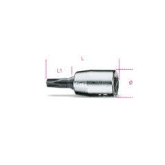 BETA 900TX Chiavi a bussola maschio per viti con impronta Torx® con attacco quadro femmina 1/4" cromate - inserti bruniti