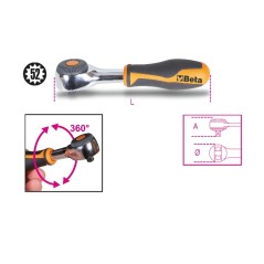 BETA 900/58 Cricchetto reversibile con impugnatura rotante con attacco quadro maschio 1/4" meccanismo a 52 denti