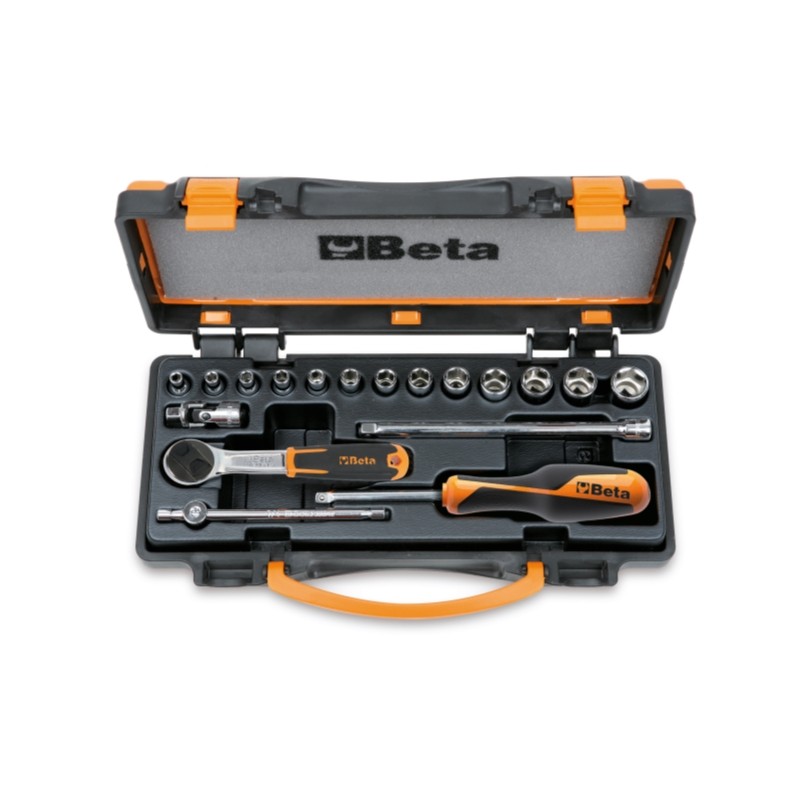 BETA 900/C13-5 Assortimento di 13 chiavi a bussola esagonali e 5 accessori in cassetta di lamiera