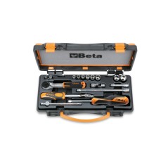 BETA 900AS/C10 10 chiavi a bussola ¼” e 7 accessori in cassetta di lamiera, misure in pollici