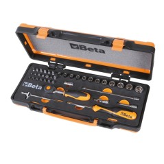 BETA 900/C12MR Assortimento di 12 chiavi a bussola esagonali, 20 inserti per avvitatori e 7 accessori in termoformato morbido, i