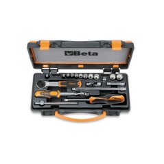 BETA 900MB/C19 Assortimento di 11 chiavi a bussola poligonali e 8 accessori in cassetta di lamiera ¼”